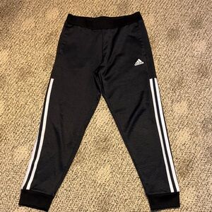 Adidas Kids Black Joggers with White Stripes